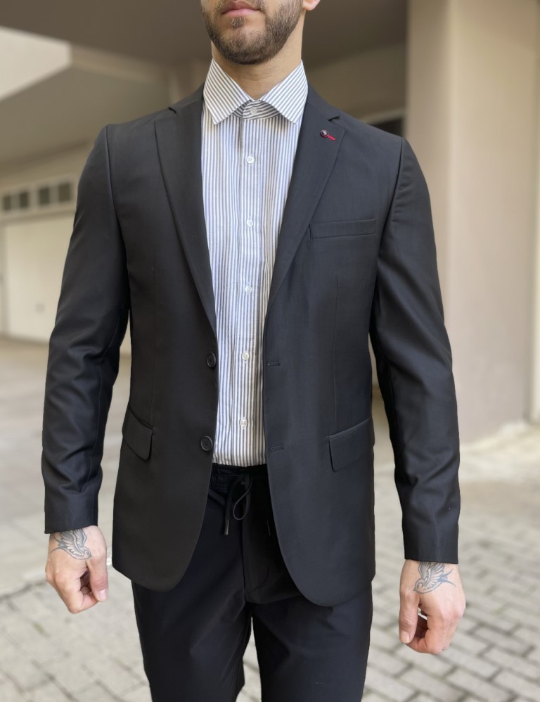 Ανδρικό μαύρο σακάκι με τσέπες 6420B φωτογραφία